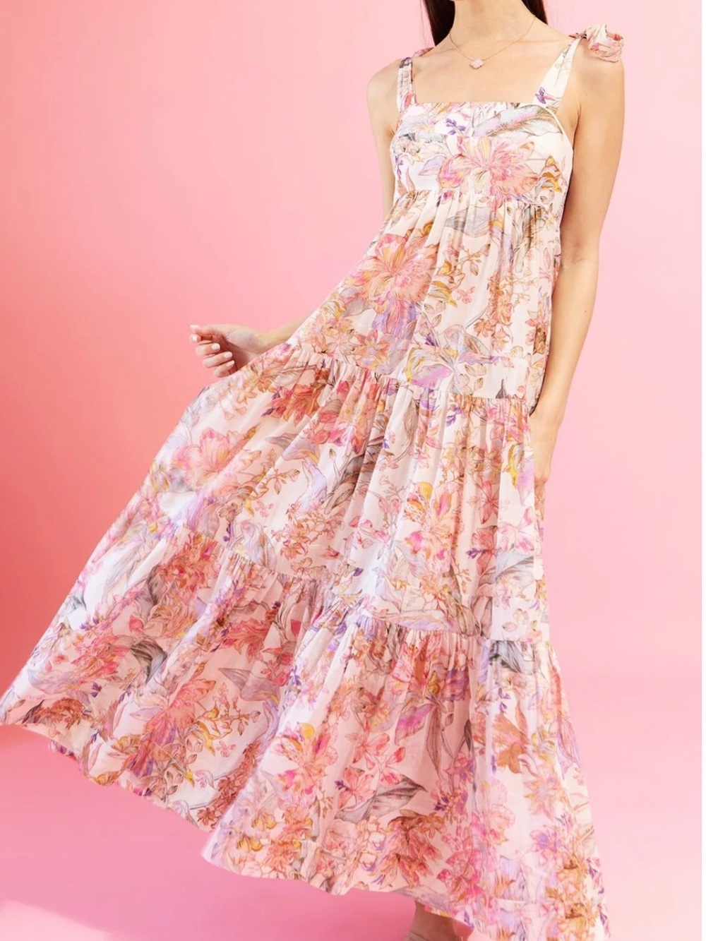 Zimmermann Floral Pink Tiered Maxi Dress size 1